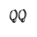 Punk style black titanium steel hoop earrings with small bead detail for men and women - Style 1 Black Single