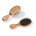 Kids paddle hairbrush with gradient gold chrome finish and black air cushion pins - Electroplated Rose Gold