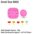Pink silicone mushroom mold with 6 cavities for DIY miniature crafts and fondants - Small (B903) / 4.5x4.5x0.9cm / Pink