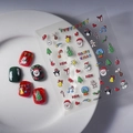 Stickers à ongles 3D de Noël avec motifs colorés de Père Noël, bonshommes de neige et rennes - Série de Noël (FEB-567)