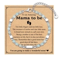 Bohemian 4mm light blue natural stone beaded bracelet for women with stainless steel chain - Mom to Be Card Style / With Card / Amazonite