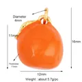 Miniature orange persimmon charm in gold metal and enamel for DIY jewelry making - Persimmon Shape (M157020)
