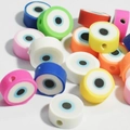 10mm colorful polymer clay beads with Turkish evil eye pattern for DIY jewelry crafts - Multicolor