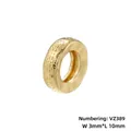 Detail showing 10mm gold plated wheel bead with hollow eye pattern and zircon inlay - VZ389 Gold Smooth 3*10mm