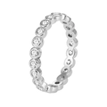 Minimalist silver brass ring with micro-pave white zircon crystals in bezel setting - US 5 / Silver White Zircon