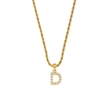 Collana a catena intrecciata dorata con ciondolo a lettera D con perle incastonate - Lettera D