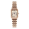 Montre carrée élégante pour femme en or rose avec chiffres romains et acier inoxydable - Or Rose Cadran Or