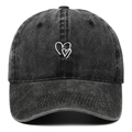 Casquette de baseball en coton délavé vintage avec broderie cœur blanc en gris - Noir