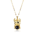Collar zodiaco buey dorado con colgante de piedra de proyección negra sobre blanco - Collar de Piedra Sensible a la Temperatura