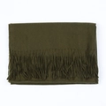 Deep olive green cashmere-like scarf with fringe tassels on solid white background - Army Green