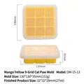 Mango yellow silicone cat paw mold with nine cavities for ice and chocolate making - 9 Grids (DM-15-13) / Mango Yellow