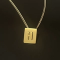 18K gold plated stainless steel square pendant necklace featuring letter H charm - Pendant Only / Letter H