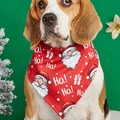 Christmas red dog bandana with Santa Claus pattern and Ho Ho Ho text for pets - Red Santa Claus Wishes Style
