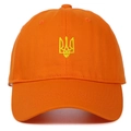 Leuchtend orangefarbene Baseballkappe mit gelb besticktem Ukraine Tryzub Dreizack - Unstrukturierte Krone Orange
