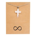 Colgante cruz de piedra natural en cadena de plata con tarjeta de regalo de amistad - Blanco/Cristal Natural