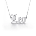 Pendente zodiacale Leone in argento lucido su una sottile catena a maglie da donna - Leone