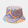 Reversible bucket hat featuring a colorful psychedelic spiral pattern in pop art style - M (56-58cm) / Color 12