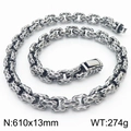Collana punk retrò in acciaio al titanio con trama martellata, lunga 610 mm - Colore Acciaio (KN291043-KJX)
