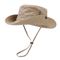 Quick-dry khaki outdoor sun hat with adjustable chin strap and breathable side mesh - 8.5cm Regular Brim / Khaki
