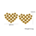 Gouden hart oorknopjes van stalen kralen, afmeting 20mm bij 16mm, elegant - Hartvormig / Goud