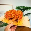 3D pop-up card featuring golden autumn maple trees with vibrant orange and yellow leaves - Fiery Maple Leaves