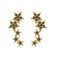 Pendientes trepadores de estrella dorada con piedras de circonita negra y brillo - Negro