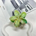 11cm marble green five-petal flower hair claw clip on a decorative white tray - 8cm Flower Shape-Grass Green
