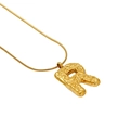 Gold snake chain necklace with a textured letter R pendant in a minimalist style - Letter R