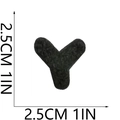 Detailed view of black chenille letter Y patch with 1 inch height measurement markings - Letter-Y