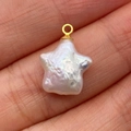 Star-shaped baroque freshwater pearl pendant with iridescent luster and gold ring - Freshwater Pearl