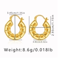 Detailed dimensions of 18K gold plated textured hollow hoop earrings with size annotations - Wavy Texture Chunky Hoop Style (KE1230) / 18K Gold