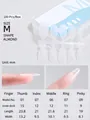 Size chart for ultra-thin almond press-on nails with precise millimeter measurements - Almond (Size M)