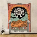 Detailaufnahme des Mond-Tarot-Wandteppichs mit Sternzeichen-Symbolen und Stofftextur - 73X95CM / XVIII Farbiger Mond-Gebürstet