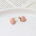 Miniature pink peach fruit charms with gold leaves for DIY jewelry making - 21#Peach No.2 (8*12mm)