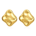 Irregular hammered square stud earrings in 18k gold plated stainless steel - Square Uneven Style / Gold