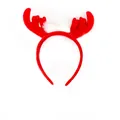 Festive red reindeer antler headband with white plush trim for Christmas party costume - TK-04-3 (Plush Red Small Antler Headband)
