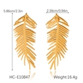 Detailed dimensions of 18k gold leaf earrings showing 5.86cm height and 16.4g weight - Feather Long Drop(HC-E10847)