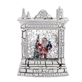Vintage white cracked fireplace snow globe featuring Santa Claus and colorful glitter snow - Fireplace Crackle Santa Claus