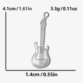 Dettagli del ciondolo a chitarra con dimensioni 4,1cm x 1,4cm e peso di 3,3g - Argento