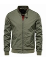 Close-up of military green men's jacket featuring stand collar and ribbed cuffs design - M / 836 Army Green