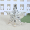 20cm silver glitter hollow star tree topper with elegant scroll patterns for Christmas - Hollow Tree Topper 20cm / Silver