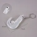 Realistic PVC peeled prawn keychain, 7.5cm transparent shrimp food model for bags - Transparent Curved Shrimp (Keychain/Painted Eyes)