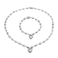 Set di gioielli in acciaio inossidabile argento con collana e bracciale a cuore - Stile Mini Cuore Acciaio (KS87198-Z) / Color Acciaio