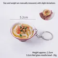 Miniature food keychain featuring a realistic red noodle bowl with a 5.2cm diameter - 5.2cm / Medium Red (With Keychain)