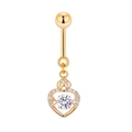 Eleganter vergoldeter Herz-Bauchpiercing mit klarem Zirkonia-Herzanhänger für Damen - Stil 10 Gold