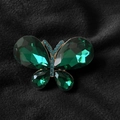 Spilla a farfalla dorata alla moda con ali in cristallo smeraldo e strass verdi - Verde