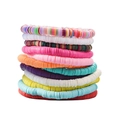 Set of 12 colorful polymer clay beaded friendship bracelets for women in rainbow styles - 12-Piece Set B