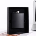 Portable 8oz matte black stainless steel hip flask in a premium gift box - 8oz Black Single Flask Boxed 230ml
