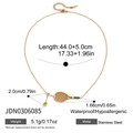 Detail view of 18K gold plated stainless steel tennis racket necklace with dimension labels - Tennis Racket Pendant Necklace (JDN0306085)