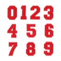 Set of 10 red embroidered number patches 0-9 with white borders for clothing DIY - Full Set Of Numbers / Red